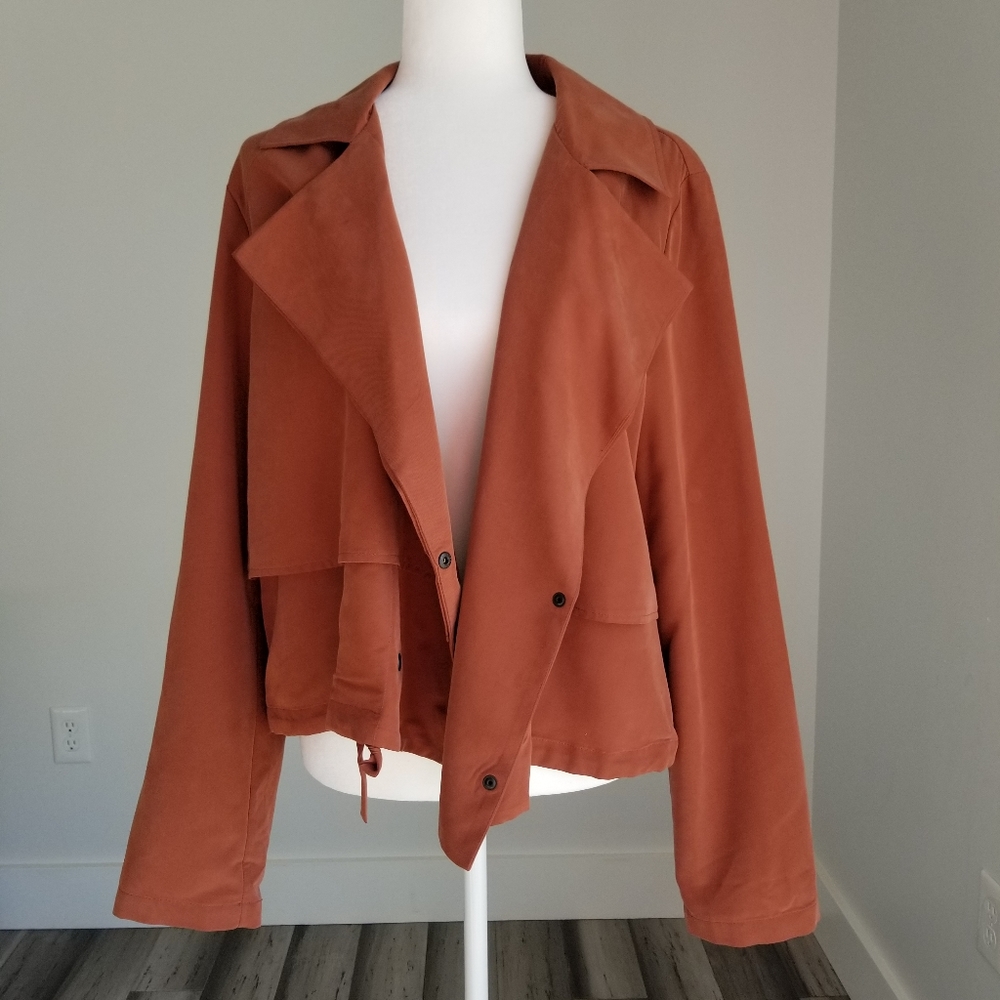 Halogen Rust Orange Button Front Jacket Xl - image 4